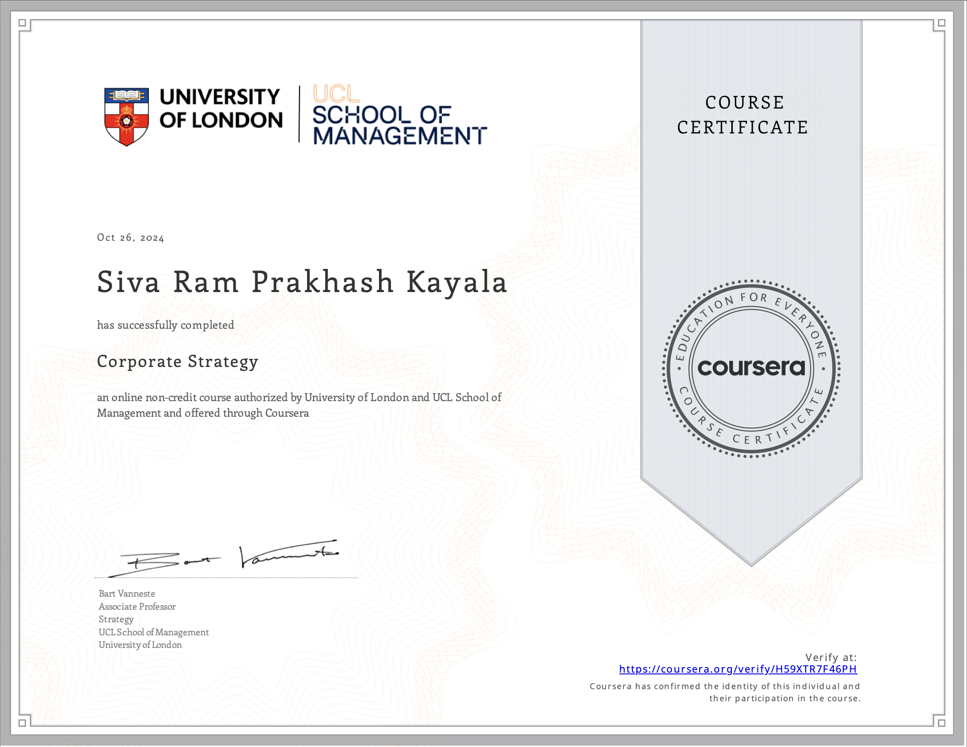 Corporate Strategy Certificate